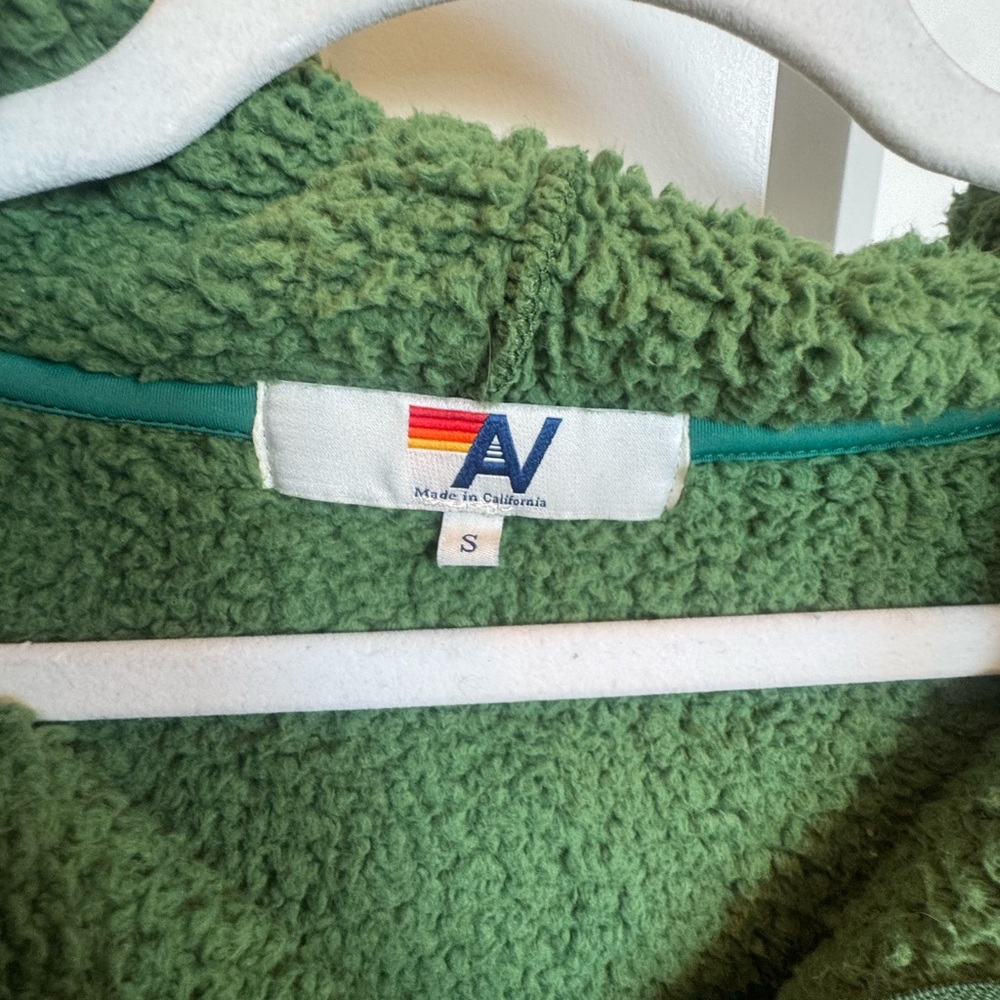 Aviator Nation TEDDY UNISEX HALF ZIP COLOR BLOCK JACKET - GARDEN GREEN size S - Picture 3 of 4